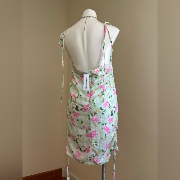 SNDYS Urban Outfitters Cyprus Floral Ruched Cinched Bare Back Mini Dress SZ M - Picture 5 of 16